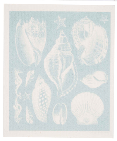 seashells swedish dishcloth: biodegradable & compostable dishcloth made of 70% cellulose/30% cotton & water-based inks