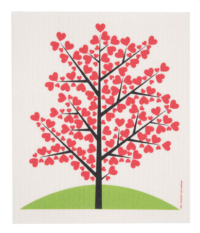 heart tree swedish dishcloth:  biodegradable & compostable dishcloth made of 70% cellulose/30% cotton & water-based inks