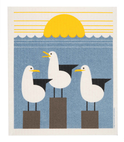 seagulls swedish dishcloth:  biodegradable & compostable dishcloth made of 70% cellulose/30% cotton & water-based inks