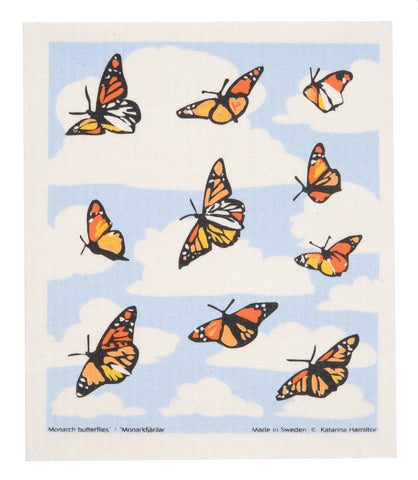 monarch butterfly swedish dishcloth:  biodegradable & compostable dishcloth made of 70% cellulose/30% cotton & water-based inks