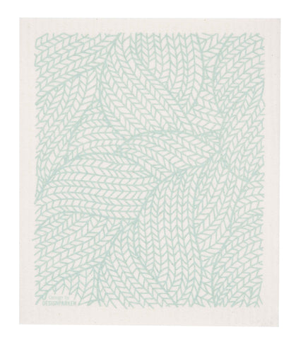 knit - aqua swedish dishcloth:  biodegradable & compostable dishcloth made of 70% cellulose/30% cotton & water-based inks