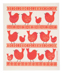 birds & folk ribbon swedish dishcloth:  biodegradable & compostable dishcloth made of 70% cellulose/30% cotton & water-based inks