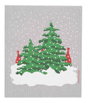 forest tomte holiday swedish dishcloth:  biodegradable & compostable dishcloth made of 70% cellulose/30% cotton & water-based inks