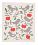 bl apples & birds swedish dishcloth:  biodegradable & compostable dishcloth made of 70% cellulose/30% cotton & water-based inks