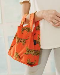 baby baggu bengal cat reusable shopping bag holds up to 50lbs. made from 40% recycled ripstop nylon