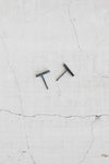 elaine b jewelry, chemistry bar studs, oxidized sterling silver