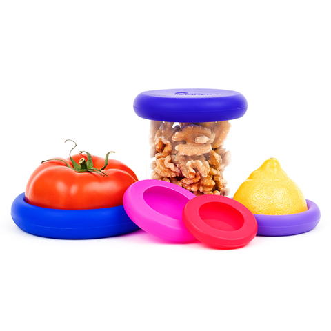 bright berry cover for cut vegetable or fruit. keep fresh longer. cover can or jar. FDA grade silicone 100% BPA & Phthalate free