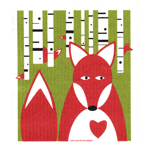 fox swedish dishcloth:  biodegradable & compostable dishcloth made of 70% cellulose/30% cotton & water-based inks