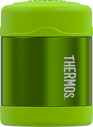 thermos funtainer stainless steel food jar 10oz lime keeps food warm (5 hours) and cold (9 hours). bpa free