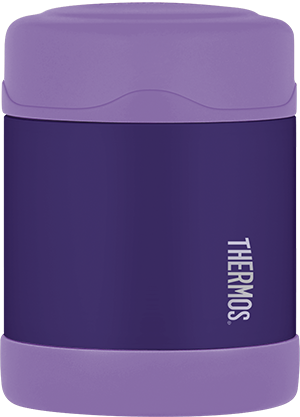thermos funtainer stainless steel food jar 10oz purple keeps food warm (5 hours) and cold (9 hours). bpa free