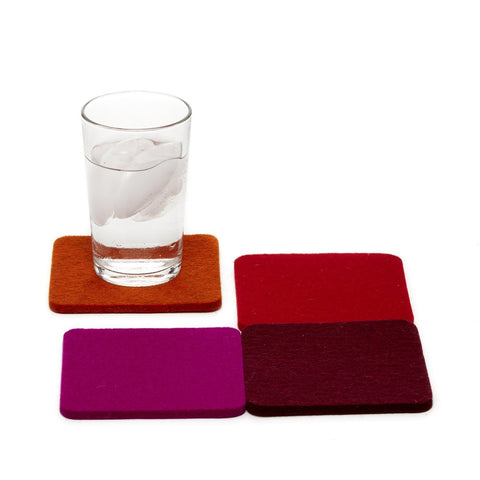 graf lantz colorful bordeaux felted wool coasters. made in CA USA