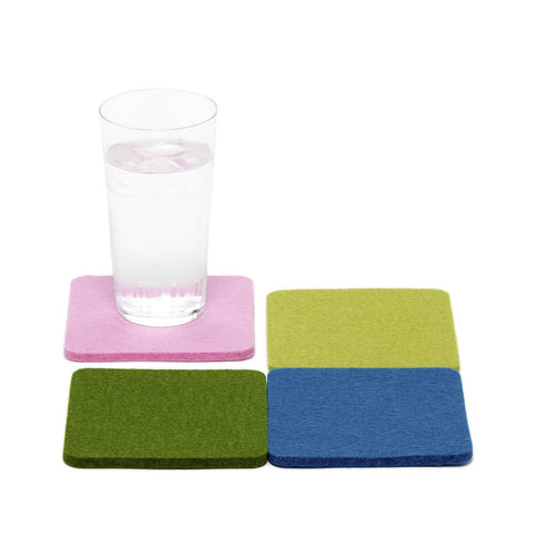 graf lantz colorful water lily felted wool coasters. made in CA USA