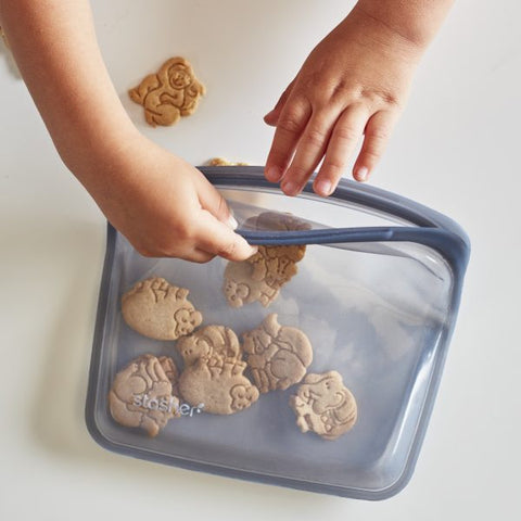 stasher reusable silicone sandwich bag, gray