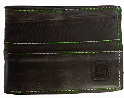 alchemy goods neon green stitch franklin wallet is made from recycled inner tubes. made in the USA