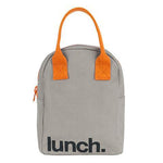 fluf lunch' grey/pumpkin zipper lunch bag