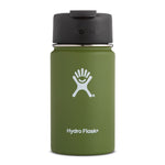 olive 12 oz wide mouth hydro flask bottle keeps liquids cold for up to 24 hours and hot up to 6. bpa-free 