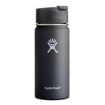 black 16 oz wide mouth hydro flask bottle keeps liquids cold for up to 24 hours and hot up to 6. bpa-free 