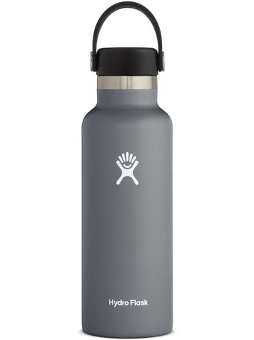 graphite 18 oz standard mouth hydro flask bottle keeps liquids cold for up to 24 hours and hot up to 6. bpa-free 