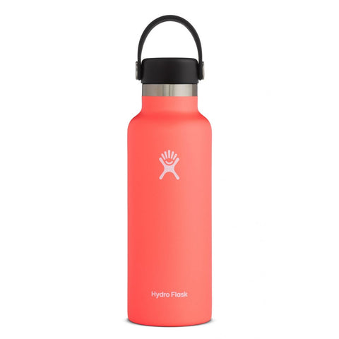 hydro flask hibscus 18 oz standard mouth bottle keeps liquids cold for up to 24 hours and hot up to 12. bpa-free