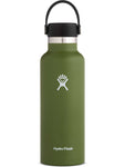 olive 18 oz standard mouth hydro flask bottle keeps liquids cold for up to 24 hours and hot up to 6. bpa-free 