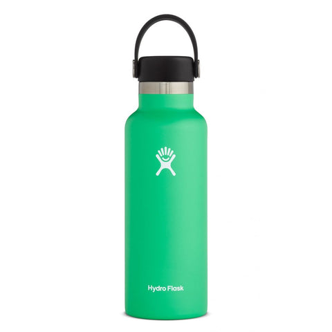hydro flask spearmint 18 oz standard mouth bottle keeps liquids cold for up to 24 hours and hot up to 12. bpa-free