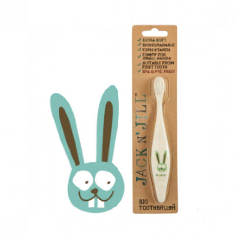 jack n' jill bio toothbrush bunny compostable & biodegradable handle extra soft