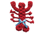 jax & bones louie the lobster large 9"rope toy is hand tied and dyed using non-toxic vegetable dyes. machine washable