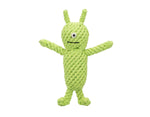 jax & bones norman the alien 10" rope toy is hand tied and dyed using non-toxic vegetable dyes. machine washable