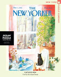 New York Puzzle Companys 1000 piece jigsaw puzzle of the New Yorker cover cat's eye view. Made in the USA