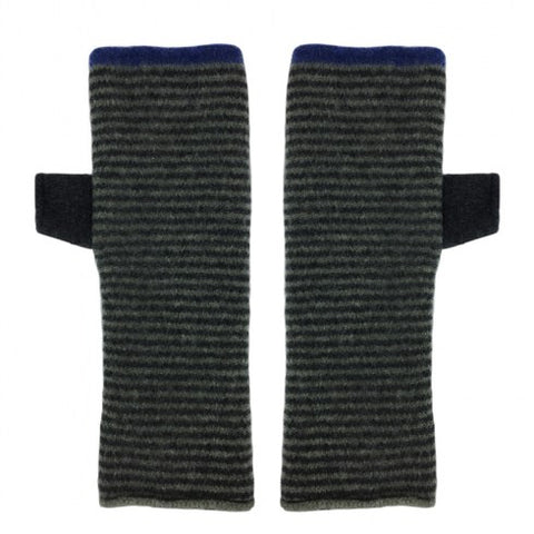 katie mawson felted wool fingerless gloves striped gloves charcoal
