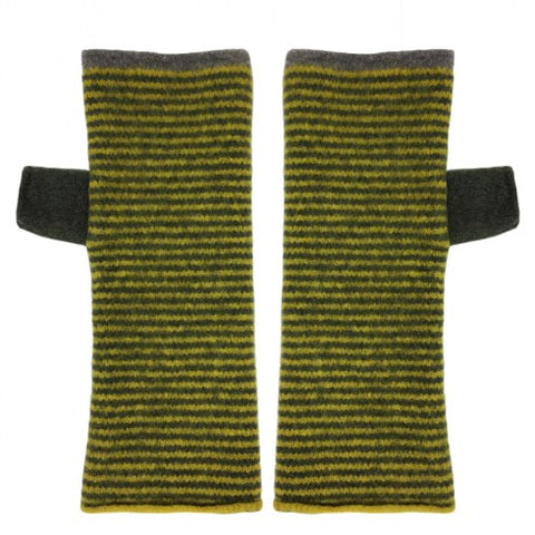 katie mawson felted wool fingerless gloves striped gloves loden