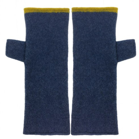 katie mawson felted wool fingerless gloves plain gloves denim
