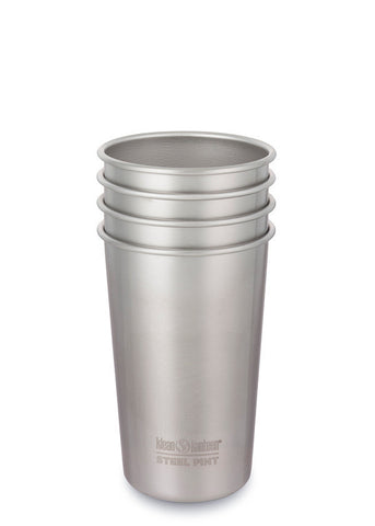 klean kanteen 16 oz brushed stainless pint cup, set of 4. bpa & bps free.