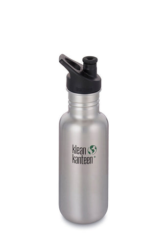 klean kanteen 18 oz brushed stainless standard mouth water bottle. bpa & bps free.