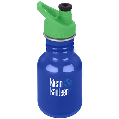 klean kanteen kid classic sport 12oz coastal waters water bottle. bpa & bps free