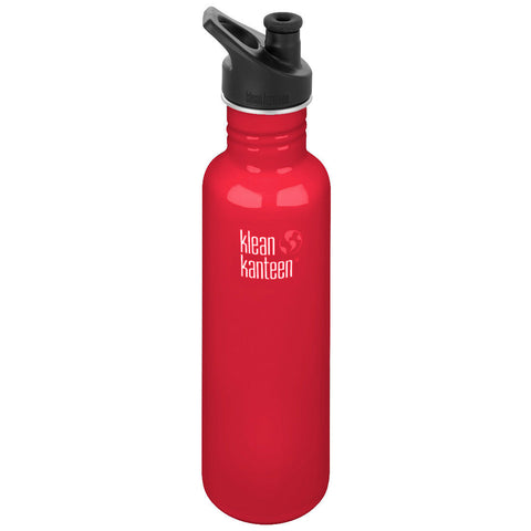 klean kanteen 27 oz mineral red standard mouth water bottle. bpa & bps free.