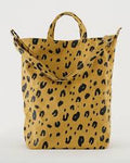 baggu leopard duck bag is made from 65% recycled cotton canvas machine wash or hand wash cold, line dry