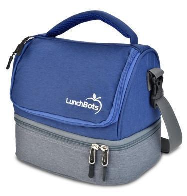 lunchbots insulated duplex lunch bag, blue