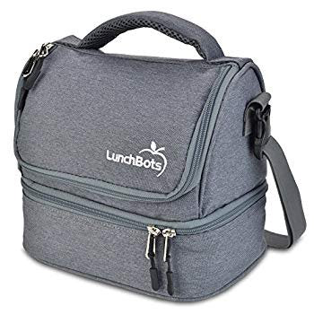 lunchbots insulated duplex lunch bag, gray