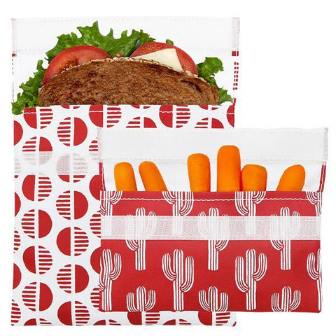 lunchskins red desert reusable sandwich bag + snack bag 2-pack bundle