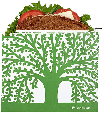 lunchskins reusable zippered sandwich bag green tree