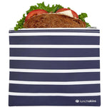 lunchskins reusable zippered sandwich bag navy stripe