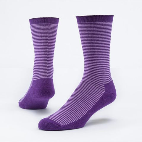 maggies organic purple medium large mid-calf cushion crew organic fair trade cotton crew socks for women or men. made in USA