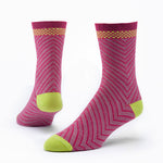 maggie's organics organic cotton trouser socks - arrow, pink/green - size medium, large