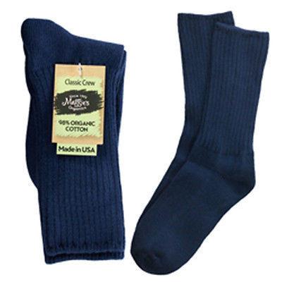 maggie's organics organic cotton crew socks - classic, navy 