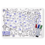 modern twist us map mark-mat set is a plastic-free non toxic silicone place washable mat and markers