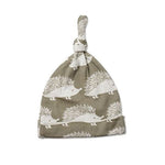 milkbarn organic cotton knotted hat, grey hedgehog