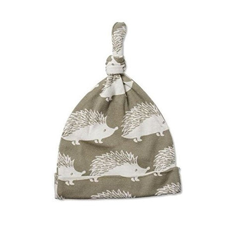 milkbarn organic cotton knotted hat, grey hedgehog