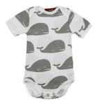 milkbarn short sleeve organic cotton one piece, grey whale