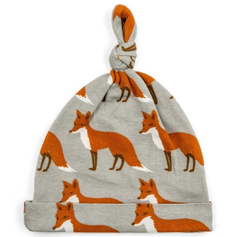 milkbarn organic cotton knotted hat, orange fox